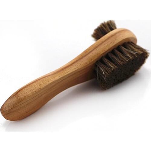 Horse Hair Double-sided Long-handled Shoe Brush Polishing Shoe Polish Shoe Brush Scrub Hair Fur Brush Smooth Polishing