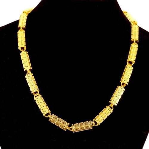 Heavy Round Column Necklace 191g 18ct Real Yellow Gold Filled Mens Chain Thicken 8mm Cool Man/Boys Jewelry Gift