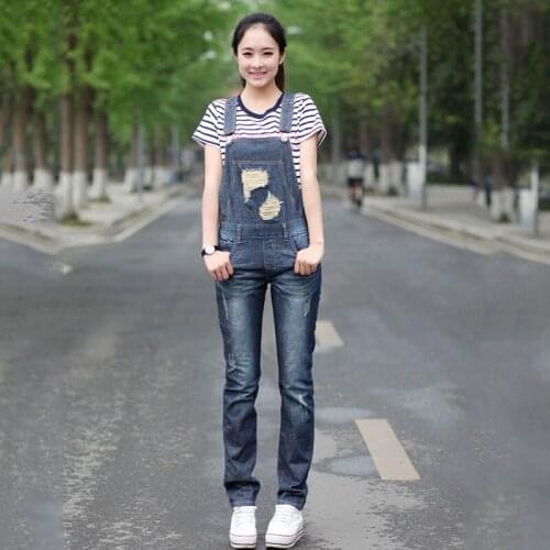 2020 Spring New Korean Modis Version Denim Overalls Women Loose Large size One-piece Suspender trousers