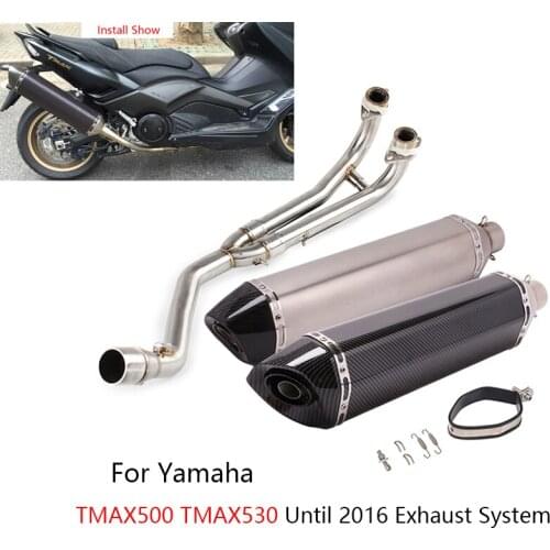 For Yamaha TMAX530 TMAX500 Until 2016 Exhaust System Motorcycle Header Mid Link Tube Slip On 51mm Muffler Pipe 570mm Escape