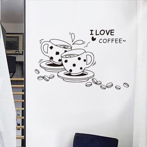 I Love coffee Wall sticker Creative coffee cup home decoration removable wallpaper living room mural Cafe stickers decor