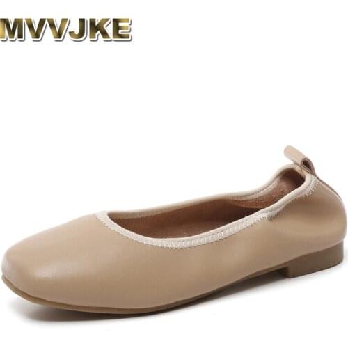 MVVJKEGenuine Leather Ballet Flats Slip On Shoes Woman Casual ladies Shallow Moccasins Flat Shoes Female Summer Loafers