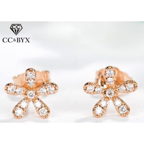 Stud Earrings For Women Silver Plated Flower CZ Bridal Wedding Engagement Luxury Temperament Jewelry Accessories CCE633
