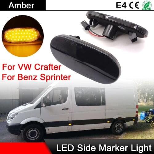 1 Pair For Benz Sprinter W906 For VW Crafter Smoked Lens LED Side Marker Side Repeater Lamp Amber Turn Signal Light