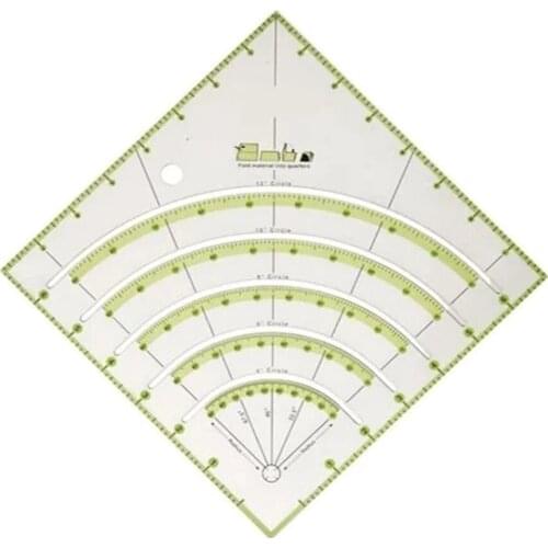 1pc Arc Ruler DIY Fan Mold Cloth Tailor Make Square and Round Scale Transparent Measuring Tool Sewing Accessory