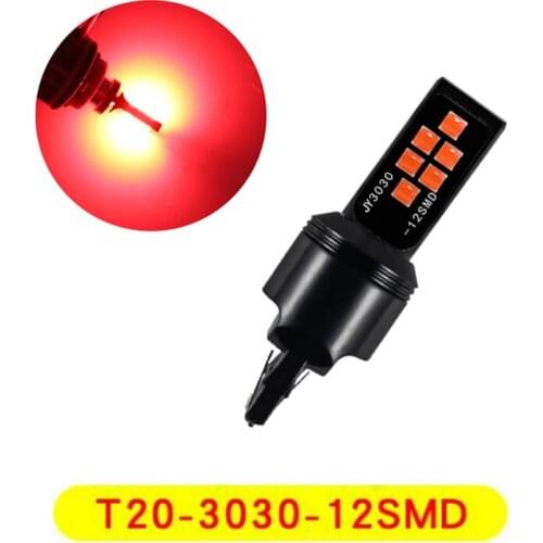 2Pcs Red Super Bright T20 7440 7443 3030 12SMD LED Bulbs Car Turn Signal Lights Auto Brake Lamp Taillights12V