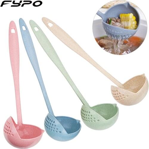 2 in 1 Wheat Straw Soup Spoon Colander Spoon Strainer with Filter Flatware Kitchen Gadget sieve cooking Accessories kitchen tool