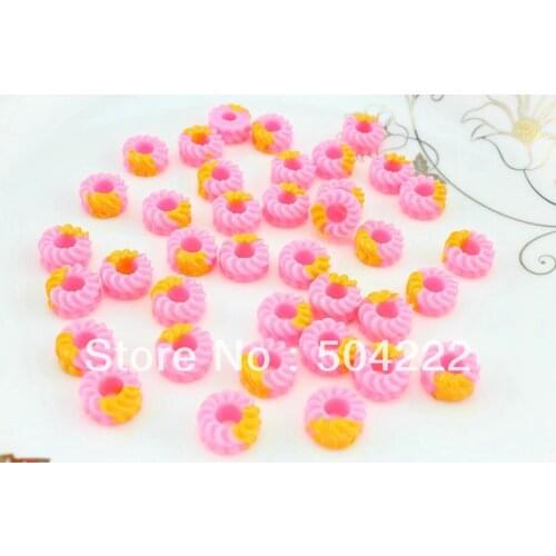 200pcs hand paint 14mm Flatback Pink pinky doughnuts patries Cabs - DIY Jewelry decor, scrapbook, hair bow clips donuts