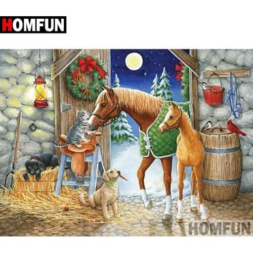 HOMFUN 5D DIY Diamond Painting Full Square/Round Drill "Christmas poultry" Embroidery Cross Stitch gift Home Decor Gift A09158