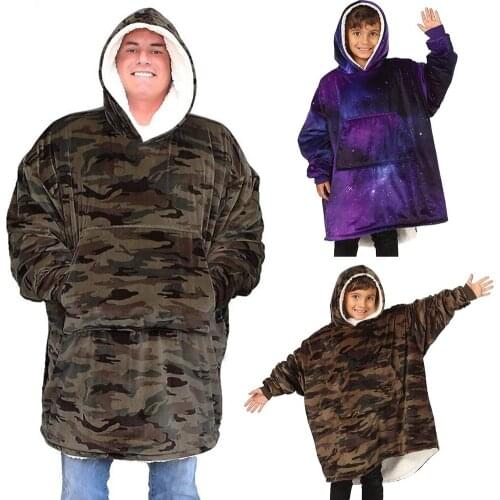 Winter Fleece Warm Hoodies Sweatshirts Thicken Pullovers Child Home Blanket Children Bathrobe Kids Boy Girls Home Casual Blanket