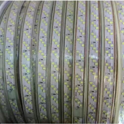 High Bright Double Row SMD 2835 LED Strip White AC 220V 276led/M IP66 Waterproof 240V 230V
