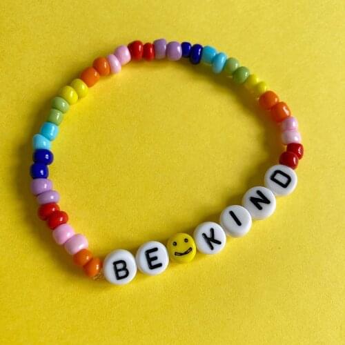Go2Boho Smiley Bracelets Rainbow Beaded Bracelet For Women 2021 Fashion Summer Jewelry Colorful Beads Braclet Letter Pulsera