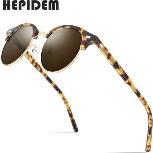 HEPIDEM Acetate Polarized Sunglass Men 2020 New Women Sunglasses Retro Vintage Round Sun Glasses for Men High Quality UV400 9123