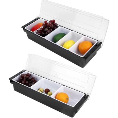 Kitchen 3/5 CompartmentCondiment Dispenser with Lid Bar Condiment Holder Fruit Case Dispenser Milk Tea Shop Bar Condiment Box