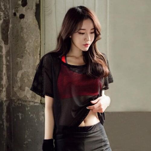 Summer Women Short Sleeve Mesh Hollow Out Yoga T-shirt Quick Drying Jogging Sports Tops MC889