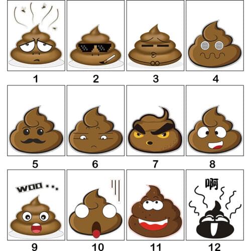 Funny Poop Silhouette Toilet Stool Color Sticker For Bathroom Toilet Decor Removable Waterproof Wallpaper Wall Decals Home Decor