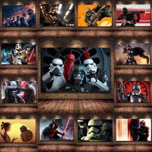 Star Wars Movie Canvas Painting Wall Art Posters Darth Vader Yoda Stormtrooper Room Decoration Print Home Decor Kids Gift