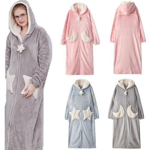 New Lovers Thick Warm Winter Bathrobe Men Soft loose Long Kimono Bath Robe Male Dressing Gown for women Flannel Hooded Robes