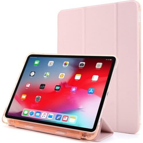 Solid Color Soft TPU with Pencil Holder Cover for iPad Pro 12.9 2021 Inch Stand Tablet Case for iPad Pro 12 9 2020 2018