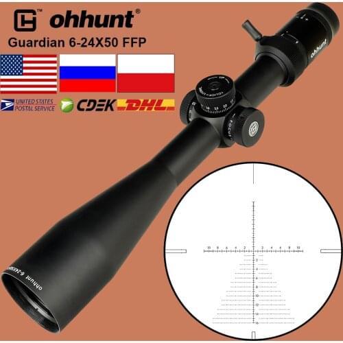 Ohhunt Guardian 6-24X50 FFP Hunting Riflescope Glass Etched Reticle Optical Sight with W/E Lock Turret Tactical Rifle Scope