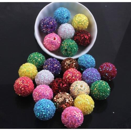 OYKZA 12mm to 20mm Fashion Acrylic Sequin Rhinestone Beads For Kids Fashion Jewelry Beaded Necklace Making