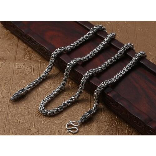 Genuine Solid 925 Sterling Thai Silver dragon Chain Mens Necklace Jewelry gift A4577