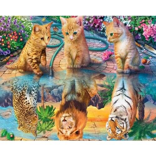 Frame Animal Reflection Image DIY Painting By Numbers Wall Art Picture HandPainted Oil Painting For Home Decor Artwork 40x50cm