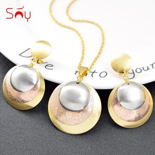 Sunny Jewelry Ethnic Round Jewelry Set For Women Necklace Earrings Pendant Hot Selling Big Jewelry Findings For Engagement Party