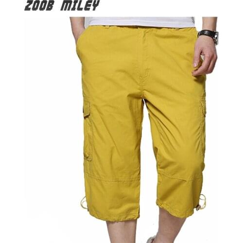 Summer Mens Baggy Multi Pocket Military Cargo Shorts Loose Fit Causal Men Board Beach Workout Tactical Shorts Calf length