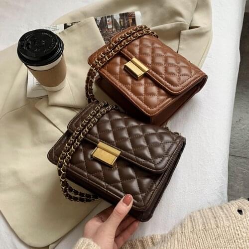 Vintage Bags Retro PU Leather Crossbody Bags for Women 2021 Chain Trending Shoulder Bag Luxury Small Handbags and Purses