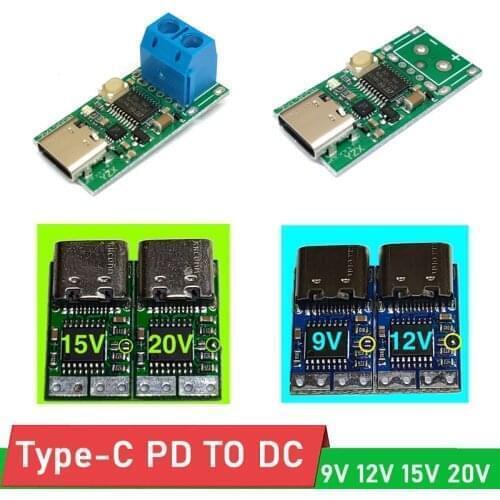 100W 5A Type-C PD 2.0 3.0 TO DC USB Decoy Fast Charge Trigger Poll Detector PD adapter charging connection 9V 12V 15V 19V