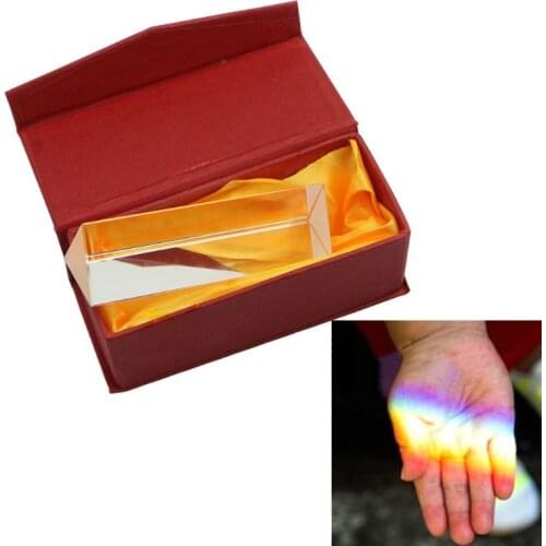 10cm 4" Optical Glass Triple Triangular Prism Physics Teaching Light Spectrum