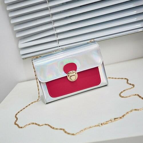 Women Bag Lady PVC Clear Transparent Mini Tote Hologram Handbag Purse Square Holographic Bag Lovely Beach Bag Travel Street Bag