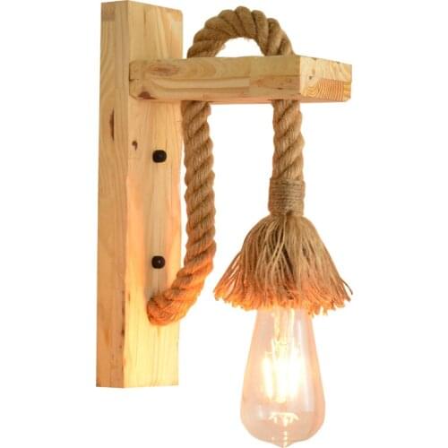 1pcs Creative Bedroom Hemp Rope Hanging LED Light Home Vintage Stairway Bedside E27 Wall Lamp Decor Luminaire