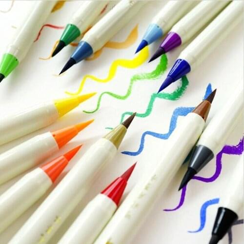 14 Colors/Set Water Color Soft Pen Brush Marker Highlighter Calligraphy Stationery Markers Art Supplies School Washable