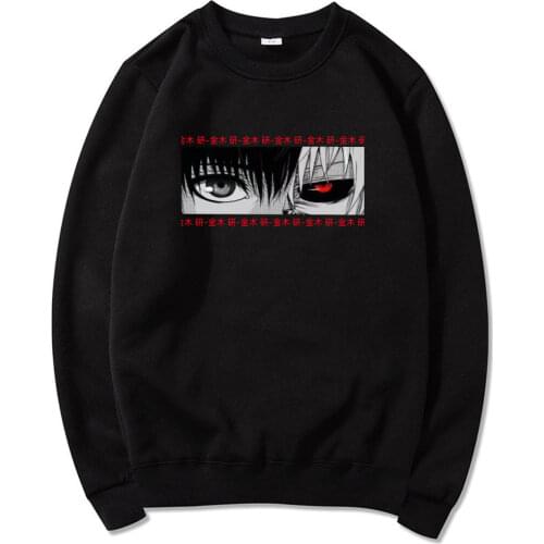 2021 Tokyo Ghoul Kaneki Ken Eyes Japan Anime Print Pullovers Hoodies Loose Hip Hop Sweatshirt Streetwear Harajuku Men Hoodie