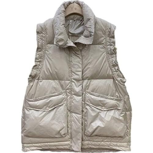 2021 winter women 90% white duck down vest waistcoat soft warm Light thin waistcoat jacket female Portable vest coat