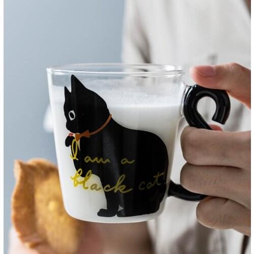 300ml Cartoon creative cute Cat mug Coffee milk tea Glass water cup Red wine beer champagne glasses kids bottle reusable