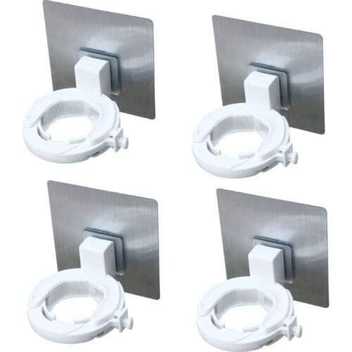 4 Pcs Adjustable Hand Sanitiser Holder Wall Mounted Shower Gel Bottle Rack Hook Soap Pump Bottle Dispenser Hanging Shelf