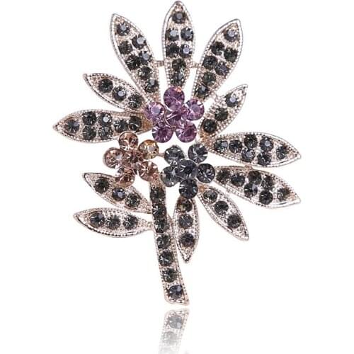 43x50mm New Style Rhinestone Brooch Beautiful Tropical Tree Brooch Pin for Women Bouquet Clothing Bag Jewelry Accessories