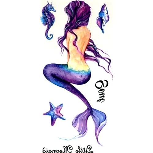 5PCS Beauty Mermaid princess Waterproof Temporary Tattoos Men Tatuagem Henna Tattoo Stickers Maquiagem Kids Tatoo For Girl