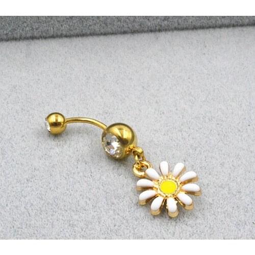 50pcs Stainless Steel Diasy Navel Belly Ring Button Bar Body Piercing Jewelry 14G New Design Sex Navel Piercing Free Shipping
