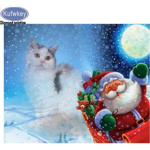 Diy Diamond Paintings cat Christmas Diamond Pattern Beadwork Pictures Needlework Religious Diamond Mosaic Craft animal new year