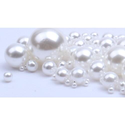 White Color 1.5-18mm Pearls High Shine No Hole Beads For Craft Art Round Imitation Resin Pearls DIY Jewelry Making Supplies