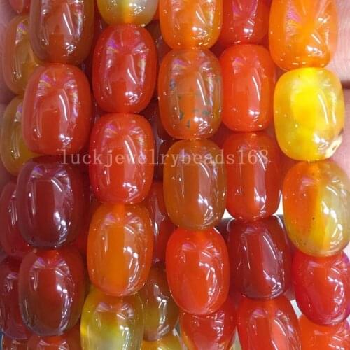 Free Shipping Fashion Jewelry 10x14mm Red Carnelian Bucket Loose Beads 15.5" FG7848