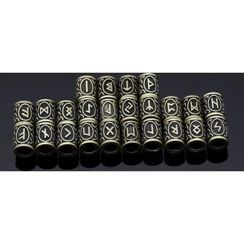 Viking Rune Beads Dreadlock Hair Beads Small Floating Charms Beads for Bracelets Diy Beads for Hair or Men Jewelry Brozen