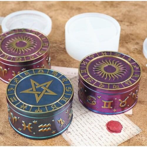 Twelve Constellation Starry Sky Storage Box Mirror Silicone Mold for DIY Crystal Resin Star Gift Box Jewelry Tools Moulds