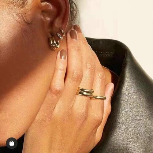 French Style Chunky Croissant Ring For Women 18K Gold IP Plateding Stainless Steel Rings Sample Wedding Band Rope Bold Ring