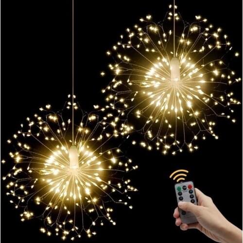 180 LEDS Firework String Lights Fairy Lights 8 Modes Copper Silver Lamp Remote Control String Light Party Festival Decoration