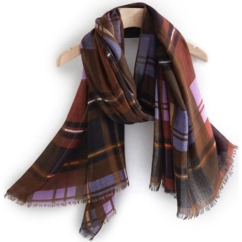 JHBeute New Womens Versatile Plaid Cotton Scarf lLong Strip Korean Neckband Winter Neck Decoration Windproof Warm Soft Shawl